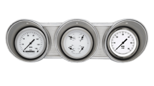 1962-1963 Ford Fairlane Aluminum Gauge Panel Adapter w/ Classic Instruments White Hot Gauges