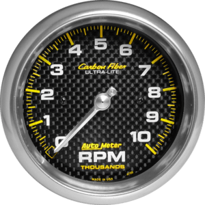 4798 Auto Meter Carbon Fiber 3 3/8" In-Dash 10,000 RPM Tachometer