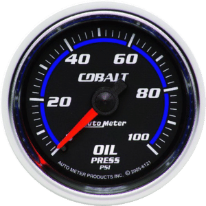 6121 AutoMeter Cobalt 2-1/16" 0-100 PSI Mechanical Oil Pressure Gauge
