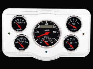 1936 Dodge Car Billet Aluminum Gauge Panel w Auto Meter Street Rod Series Gauges (Speedo/Tach)