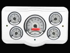 1936 Dodge Car Billet Aluminum Gauge Panel w/ Dakota Digital VHX-1050 Silver Alloy Gauges