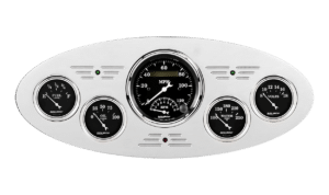 1933-1934 Plymouth Billet Aluminum Gauge Panel w/ Auto Meter Street Rod Series Gauges (Speedo/Tach)