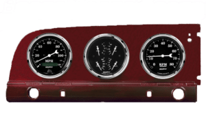 1949-1950 Plymouth Aluminum Adapter Rings w/ Auto Meter Street Rod Series Gauges