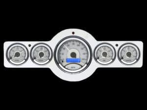1941-1948 Pontiac Aluminum Gauge Panel w/ Dakota Digital VHX-1050 Silver Alloy Gauges