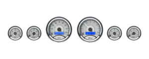 Dakota Digital Round Universal Analog 6 Gauge Silver Alloy Kits (Choose lighting)