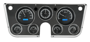 1967-1972 Chevy Pickup Direct Fit VHX Instruments by Dakota Digital - Black Alloy w/ Blue Lighting