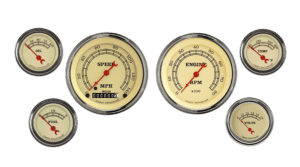 VT01SLF Classic Instruments Vintage 6 Gauge Kit (3 3/8" & 2 1/8")
