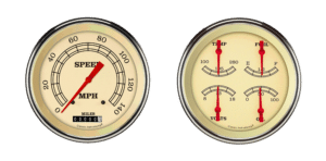 VT52SLF Classic Instruments Vintage 2 Gauge Kit (4 5/8" Speedometer & 4 5/8" Quad)